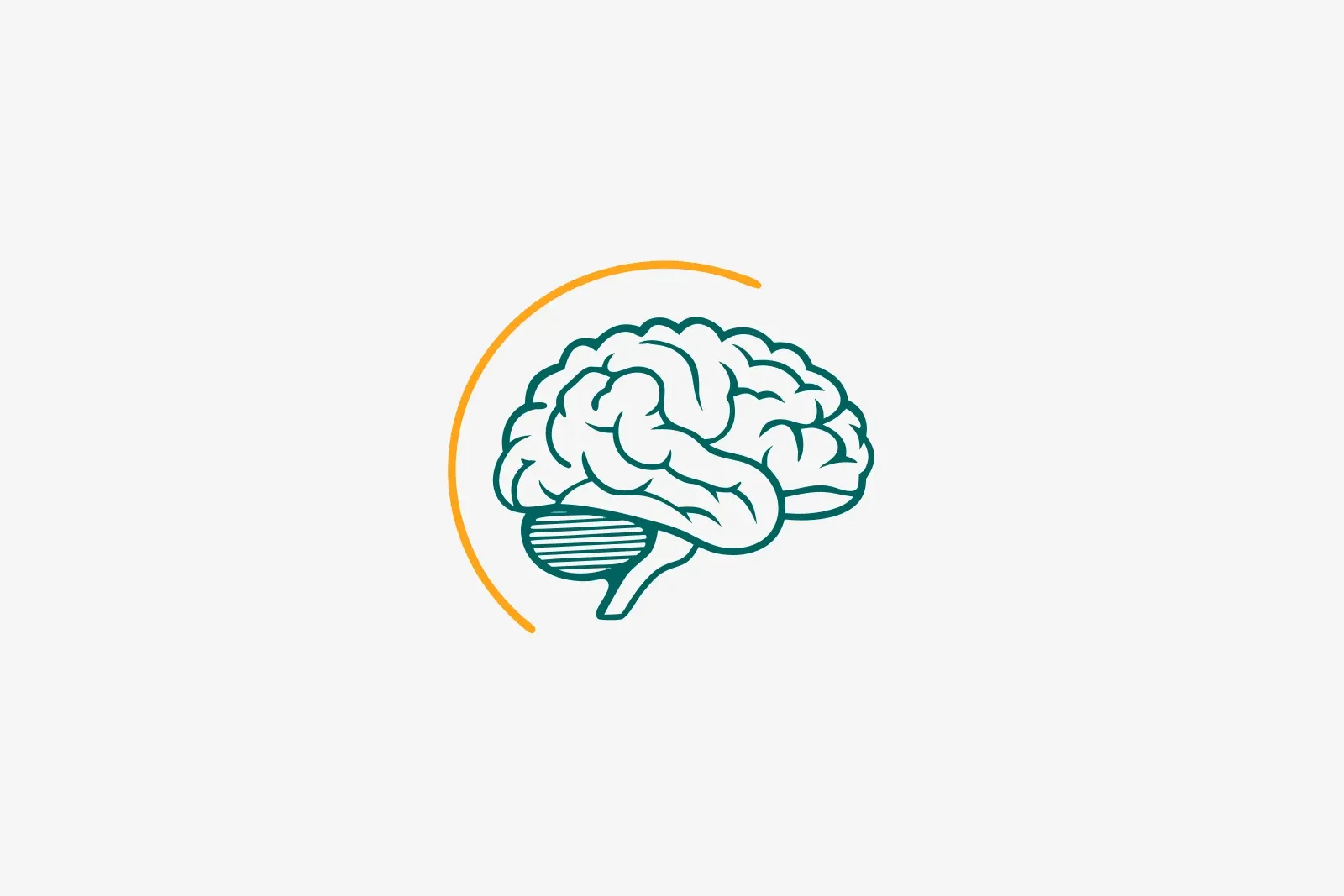 Line illustration of a human brain in profile.
